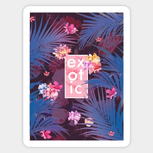Exotic floral collage with purple palma and flwers Sticker